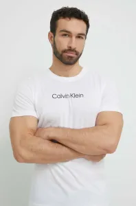 Bavlnené plážové tričko Calvin Klein biela farba, s potlačou