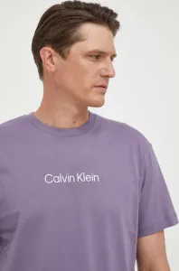 Bavlnené tričko Calvin Klein fialová farba, vzorované