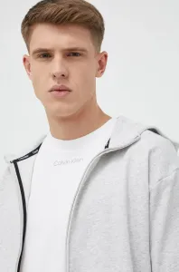 Tréningová mikina Calvin Klein Performance Essentials šedá farba, s kapucňou, melanžová #7615781