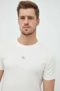 Bavlnené tričko Calvin Klein Jeans biela farba, jednofarebné #5416651