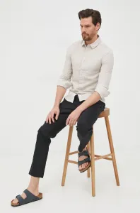 Ľanová košeľa Calvin Klein pánska, regular, s klasickým golierom, K10K108664