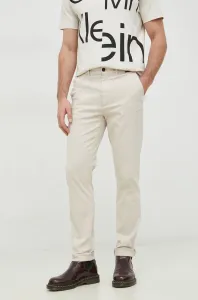 Nohavice Calvin Klein pánske, béžová farba, rovné #7440608
