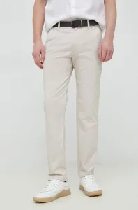 Nohavice Calvin Klein pánske, béžová farba, rovné #7512017