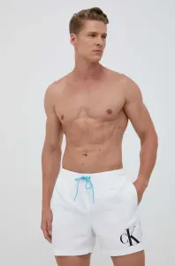 Plavkové šortky Calvin Klein biela farba
