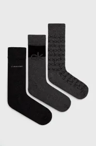 Calvin Klein 3PK MULTI LOGO DRESS CREW GIFTBOX DARWIN Pánske ponožky, tmavo sivá, veľkosť