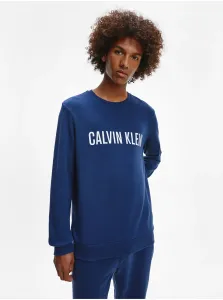 Pyžamové tričko s dlhým rukávom Calvin Klein Underwear tmavomodrá farba, jednofarebné #183115