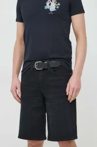 Rifľové krátke nohavice Calvin Klein pánske, čierna farba