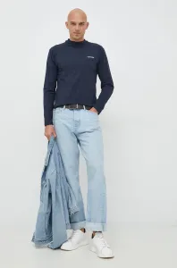 Tričko s dlhým rukávom Calvin Klein pánske, tmavomodrá farba, jednofarebné