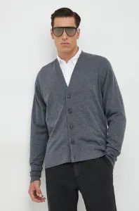 Vlnený kardigán Calvin Klein šedá farba