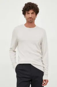 Vlnený sveter Calvin Klein pánsky, béžová farba, tenký