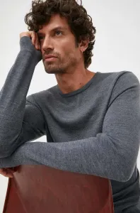 Vlnený sveter Calvin Klein pánsky, šedá farba, tenký #9081382