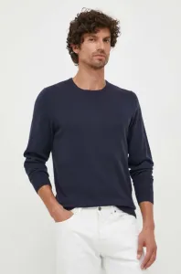 Vlnený sveter Calvin Klein pánsky, tmavomodrá farba, tenký