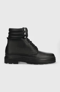 Kožené členkové topánky Calvin Klein Combat Boot Mono pánske, čierna farba #4249693
