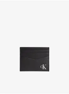 Kožené puzdro na karty Calvin Klein Jeans dámsky, čierna farba