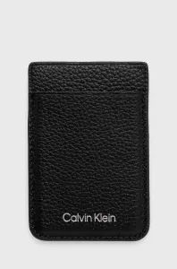 Kožené puzdro na karty + kľúčenka Calvin Klein čierna farba