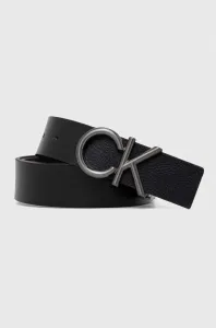 Obojstranný kožený opasok Calvin Klein pánsky, čierna farba #7810411