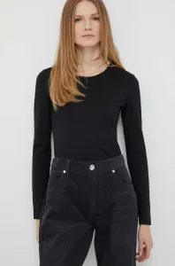 Bavlnené tričko s dlhým rukávom Calvin Klein čierna farba #6260517