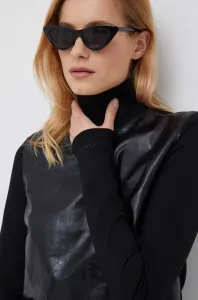 Blúzka Calvin Klein dámska, čierna farba, jednofarebná #293168