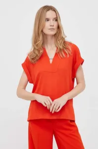 Blúzka Calvin Klein dámska, oranžová farba, jednofarebná