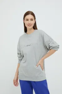 Pyžamové tričko s dlhým rukávom Calvin Klein Underwear dámska, šedá farba, s nášivkou #4918622