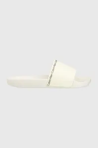 Šľapky Calvin Klein RUBBER POOL SLIDE dámske, biela farba, HW0HW01526