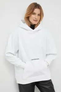 Mikina Calvin Klein Jeans dámska, biela farba, s kapucňou, jednofarebná #4900567