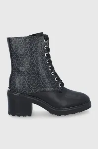 Členkové topánky Calvin Klein dámske, čierna farba, na podpätku #8497572