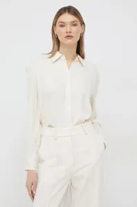 Košeľa Calvin Klein dámska, béžová farba, regular, s klasickým golierom #7987474