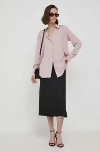 Košeľa Calvin Klein dámska, ružová farba, voľný strih, s klasickým golierom