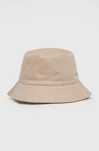 Obojstranný bavlnený klobúk Calvin Klein béžová farba, bavlnený