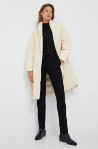 Páperová bunda Calvin Klein dámska, béžová farba, zimná, #7253342