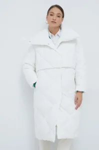 Páperová bunda Calvin Klein dámska, biela farba, zimná, oversize #7354255