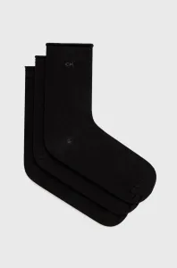 Ponožky Calvin Klein (3-pak) dámske, čierna farba, 701218770