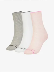 Calvin Klein Set of three pairs of women's socks in gray, white and pink Calvin - Ladies #288478