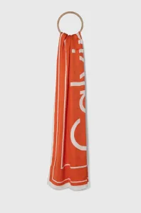 Šál Calvin Klein dámsky, oranžová farba, vzorovaný
