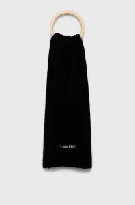 Šál s prímesou vlny Calvin Klein čierna farba, jednofarebný #184169