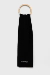 Šál s prímesou vlny Calvin Klein čierna farba, jednofarebný #187044
