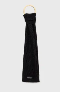 Šál s prímesou vlny Calvin Klein čierna farba, jednofarebný #2572766