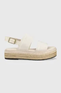 Sandále Calvin Klein FLATFORM WEDGE - HE dámske, biela farba, na platforme, HW0HW01497 #7965312