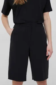 Šortky Calvin Klein dámske, čierna farba, jednofarebné, vysoký pás