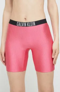 Šortky Calvin Klein dámske, fialová farba, jednofarebné, stredne vysoký pás