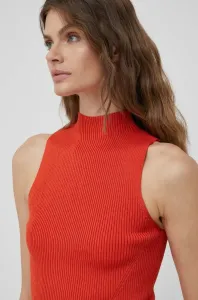 Vesta Calvin Klein dámsky, oranžová farba, s polorolákom #2589501