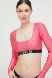 Vrchný diel plaviek Calvin Klein fialová farba, mäkké košíky