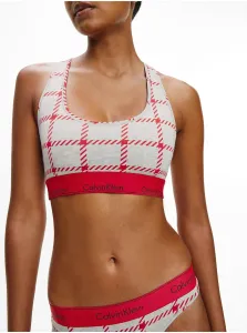 Calvin Klein Red-gray plaid bralette bra and thong set Calvin Kle - Women