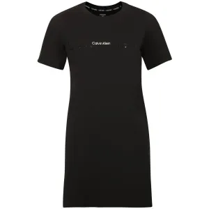 Calvin Klein EMBOSSED ICON LOUNGE-S/S NIGHSHIRT Dámske šaty, čierna, veľkosť