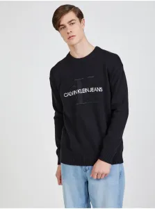 Black Mens Sweater Embroidery Calvin Klein Jeans - Men #630595