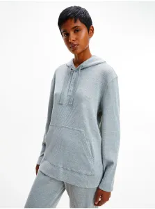 Light Grey Women's Ribbed Hooded Sweatshirt Ease Calvin Klein J - Women #631747
