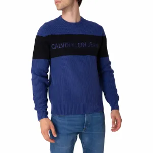 Čierno-modrý pánsky vlnený sveter Calvin Klein Jeans #737628