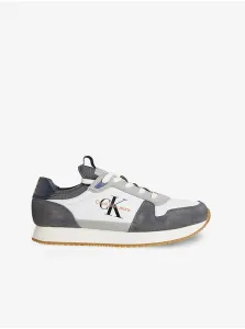 White and grey mens sneakers with suede details Calvin Klein Jeans - Men #609497