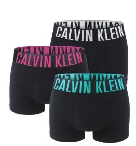 CALVIN KLEIN - boxerky 3PACK Intense power black with fuchsia & green color waist - limitovana edicia